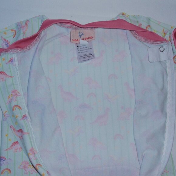 Smocking Bird Dinosaurs Girls Pink Shortie Short Sleeve Pajamas Zip Up 2t - Picture 8 of 11